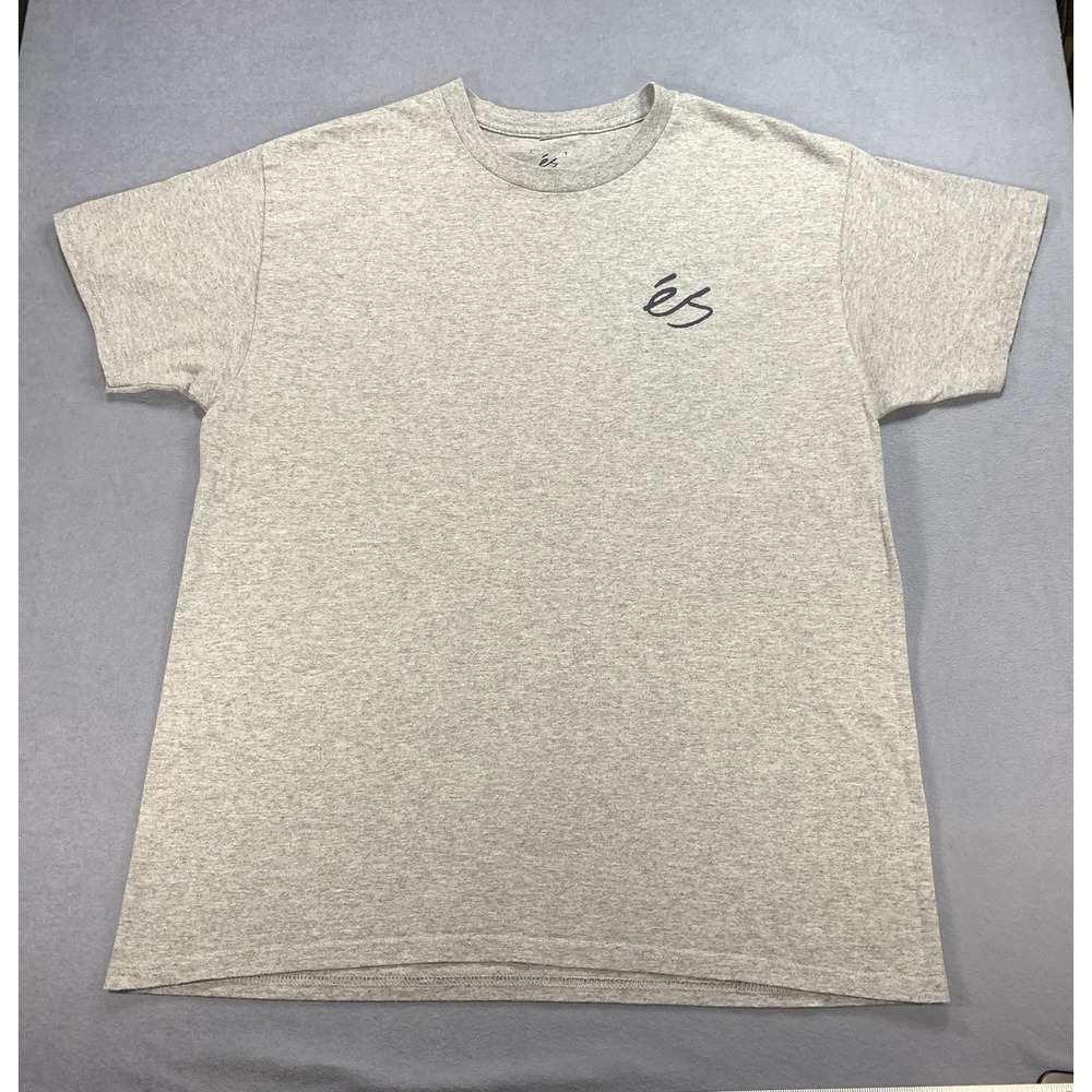 ÉS Shoes Skateboard Tee Heather Gray Men's Size Large Double Sided
